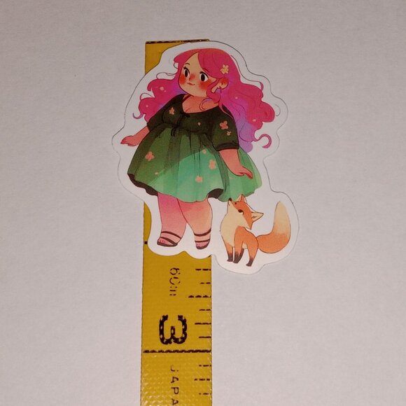 🎯 10 for $10 / Girl with Fox Sticker - Picture 2 of 3